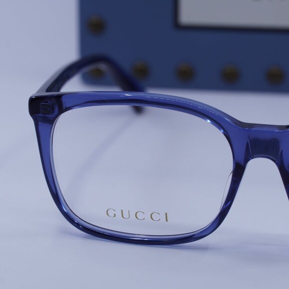 Gucci GG0333OA 003 Rectangle Eyeglasses - Transparent Blue 55mm - Picture 3 of 10